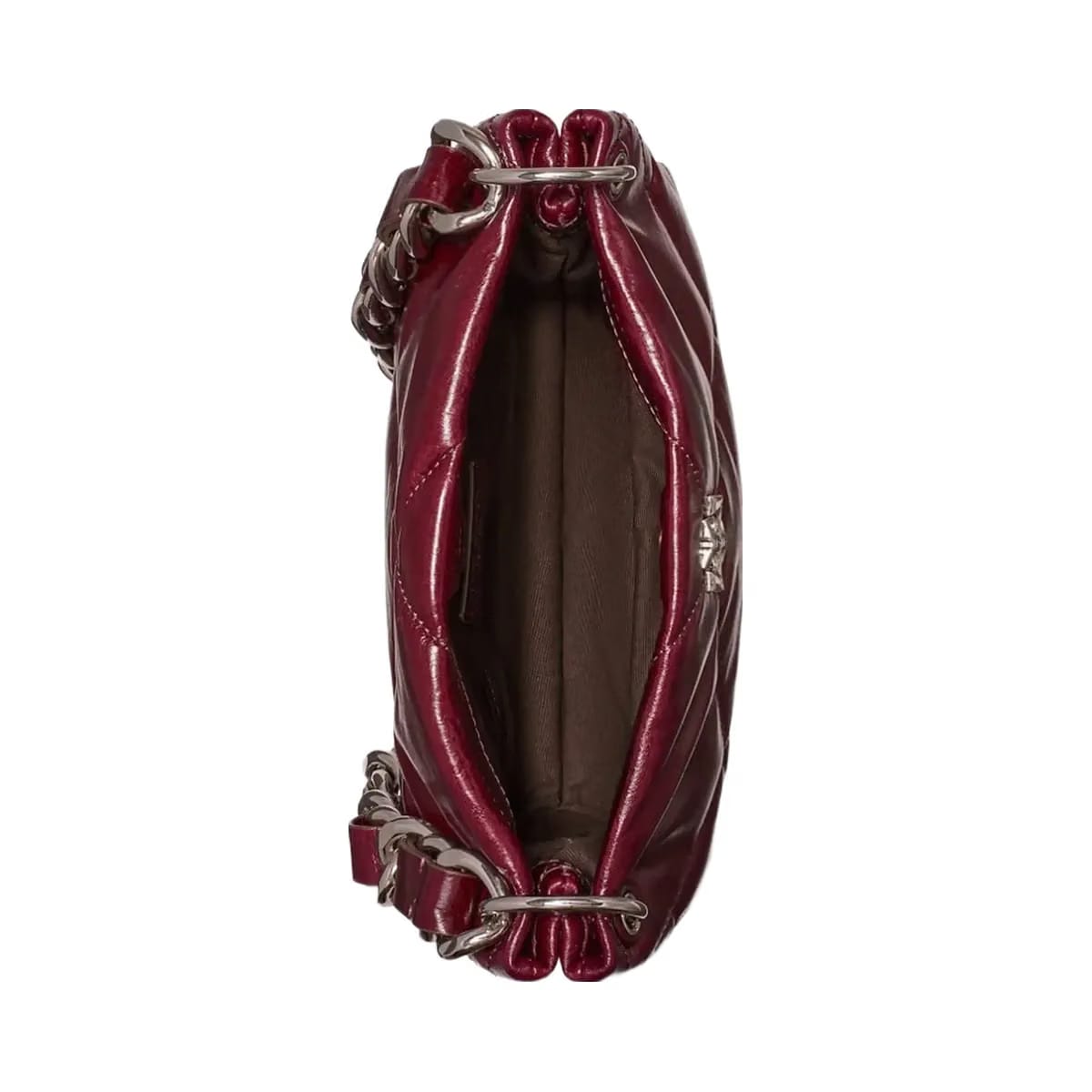 Tory Burch Small Kira Diamond Quilt Distressed Shoulder Bag Dark Carmine