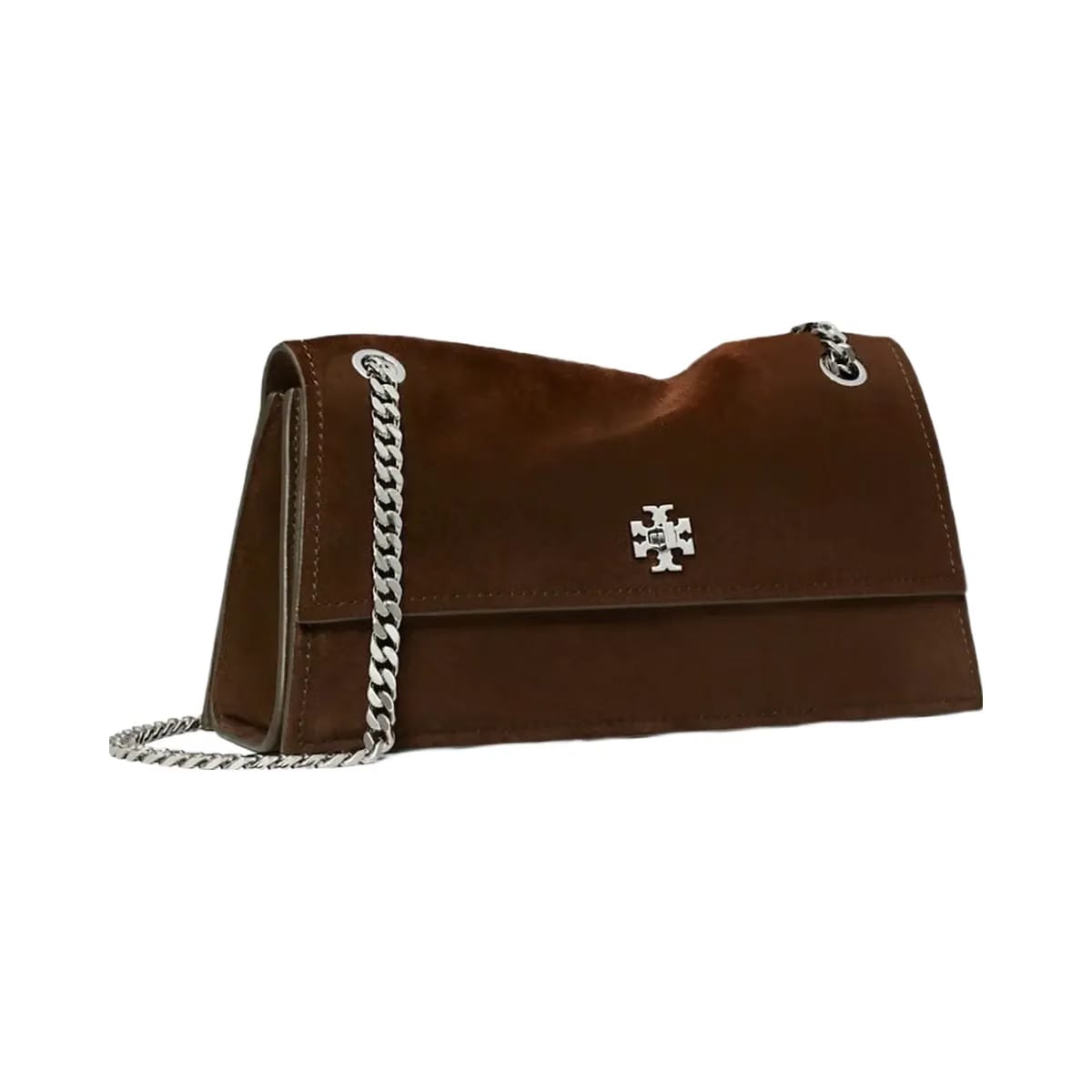Tory Burch Kira Turnlock Suede Shoulder Bag Dark Cocoa