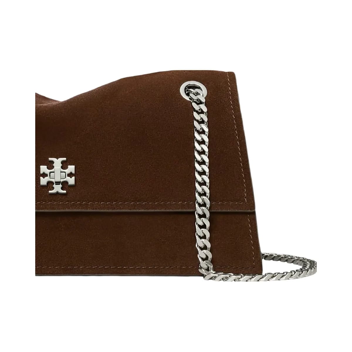 Tory Burch Kira Turnlock Suede Shoulder Bag Dark Cocoa