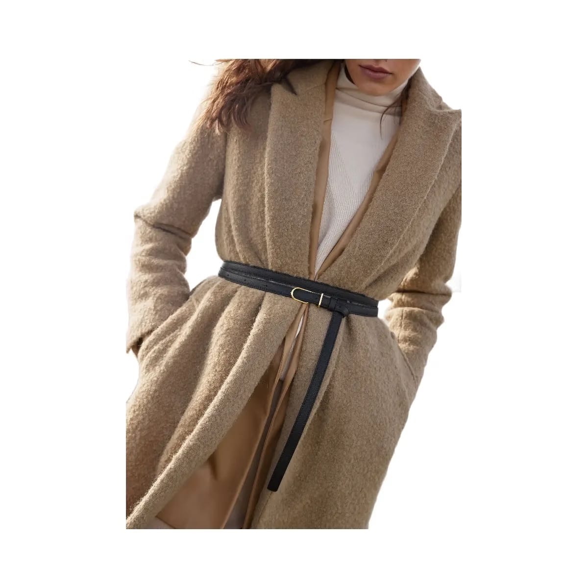Polene Thin Umi Belt Textured Black