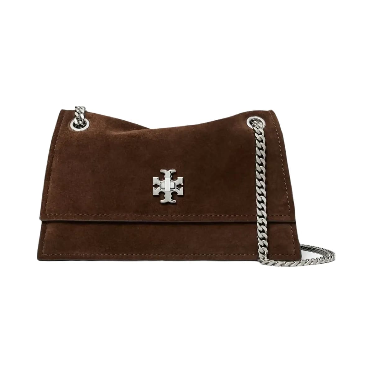 Tory Burch Mini Kira Turnlock Suede Shoulder Bag Dark Cocoa
