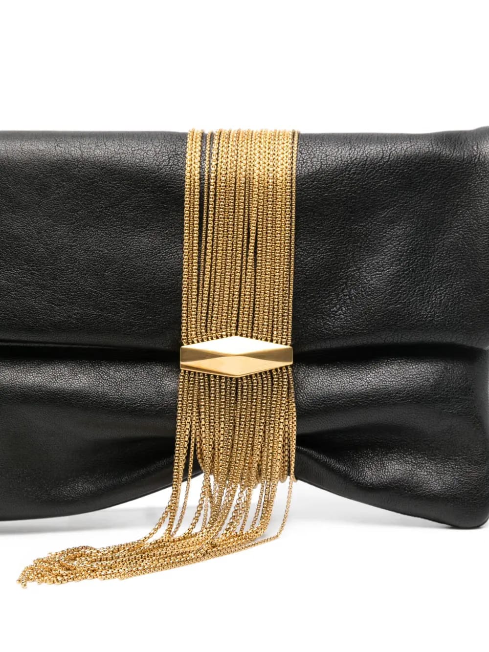 Zandra chain-embellished leather clutch