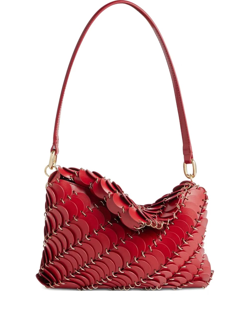 scale-pattern leather shoulder bag