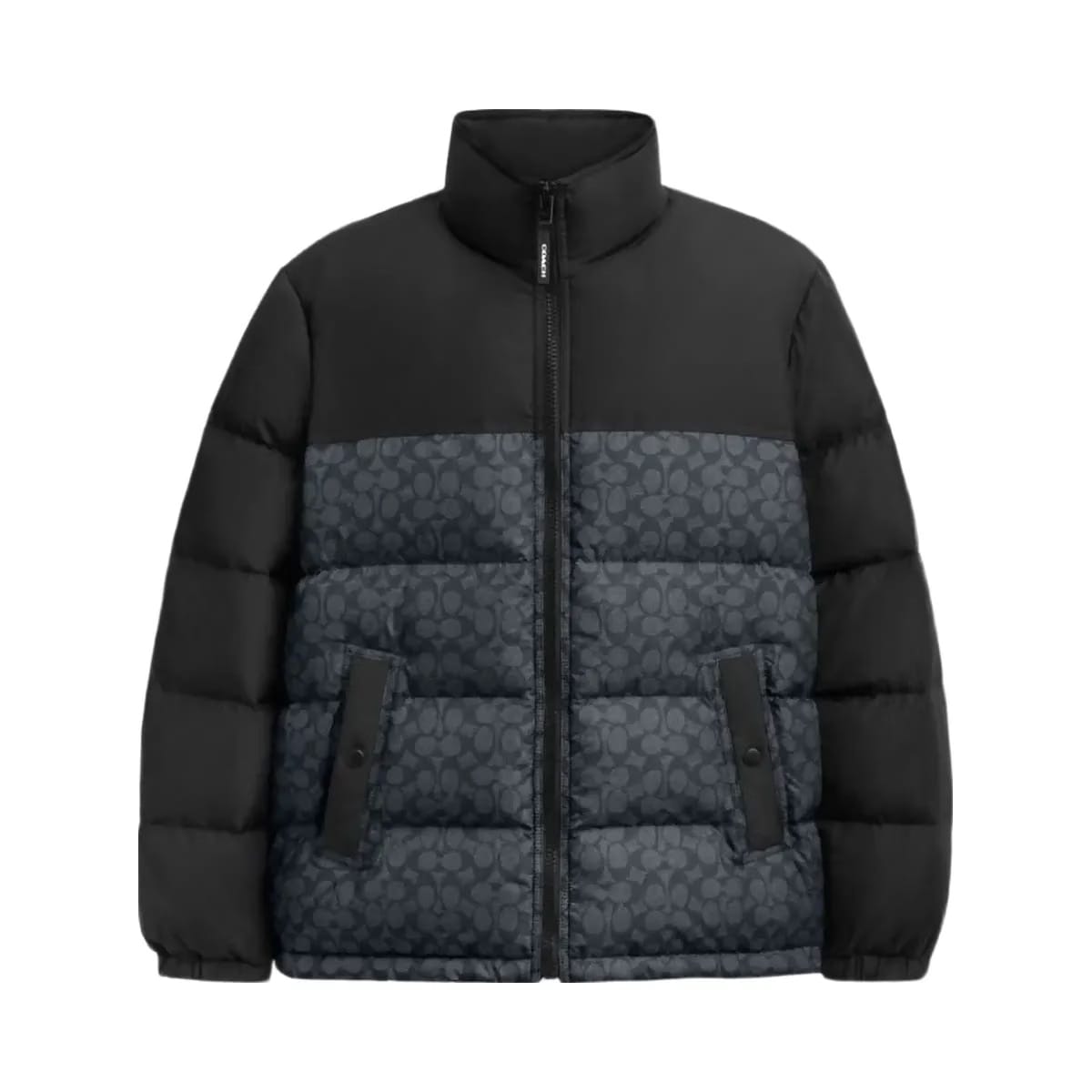 Coach Signature Down Jacket In Recycled Polyester Charcoal Signature