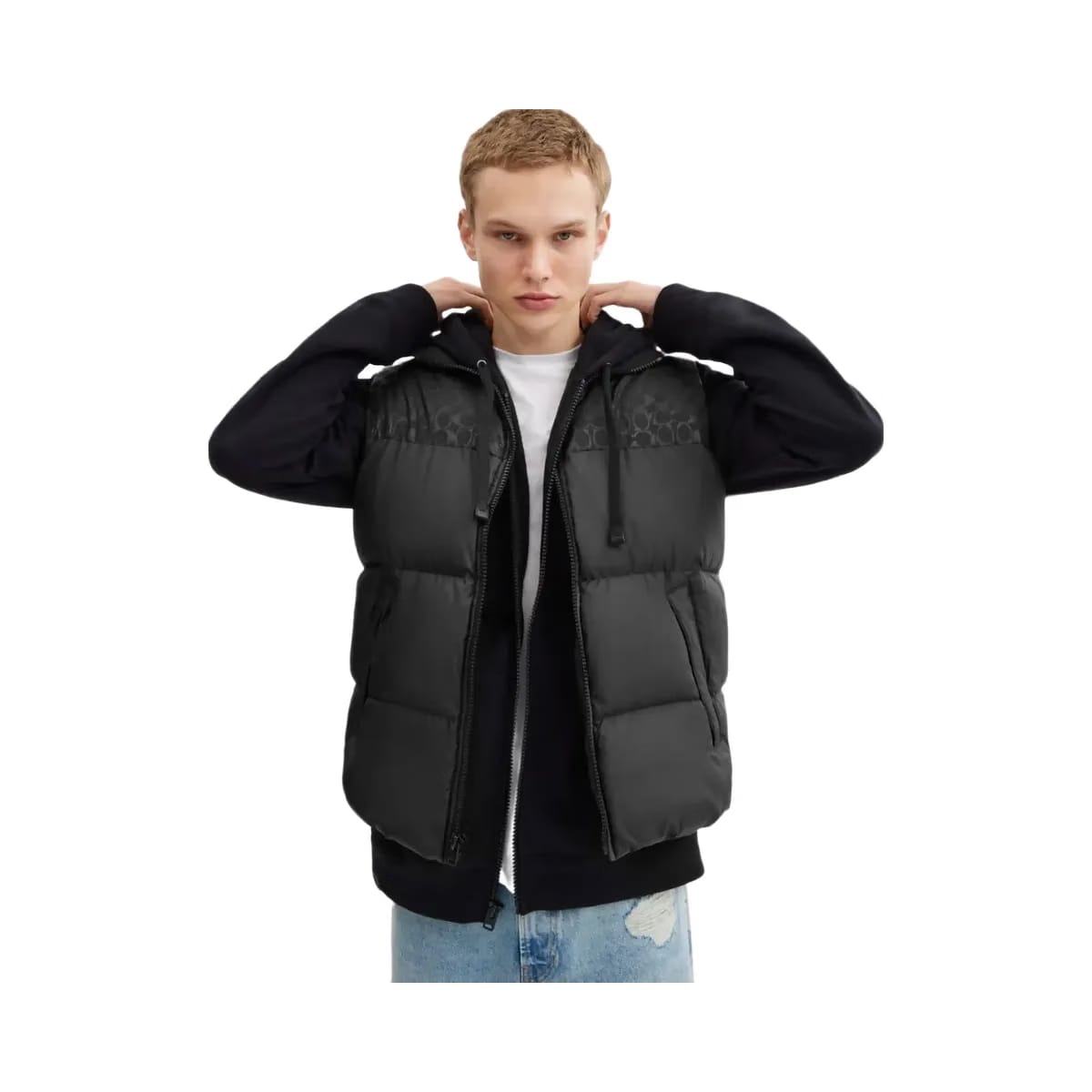 Coach Down Puffer Vest In Recycled Polyester Black