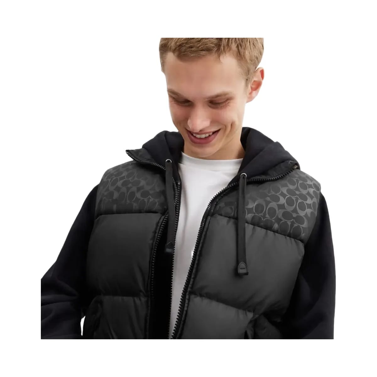 Coach Down Puffer Vest In Recycled Polyester Black