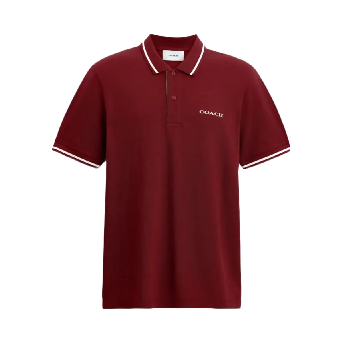 Coach Signature Trim Polo In Regenerative Cotton Syrah