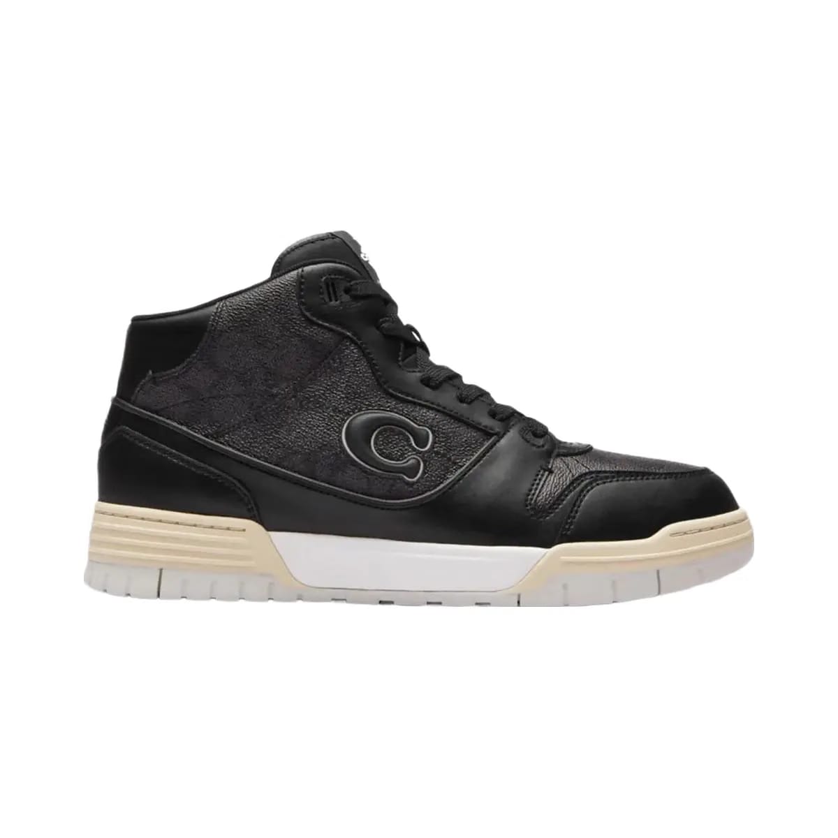 Coach Men's Soho Mid Top Sneaker In Signature Canvas Charcoal Black