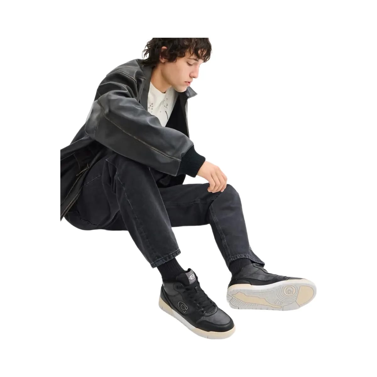 Coach Men's Soho Mid Top Sneaker In Signature Canvas Charcoal Black
