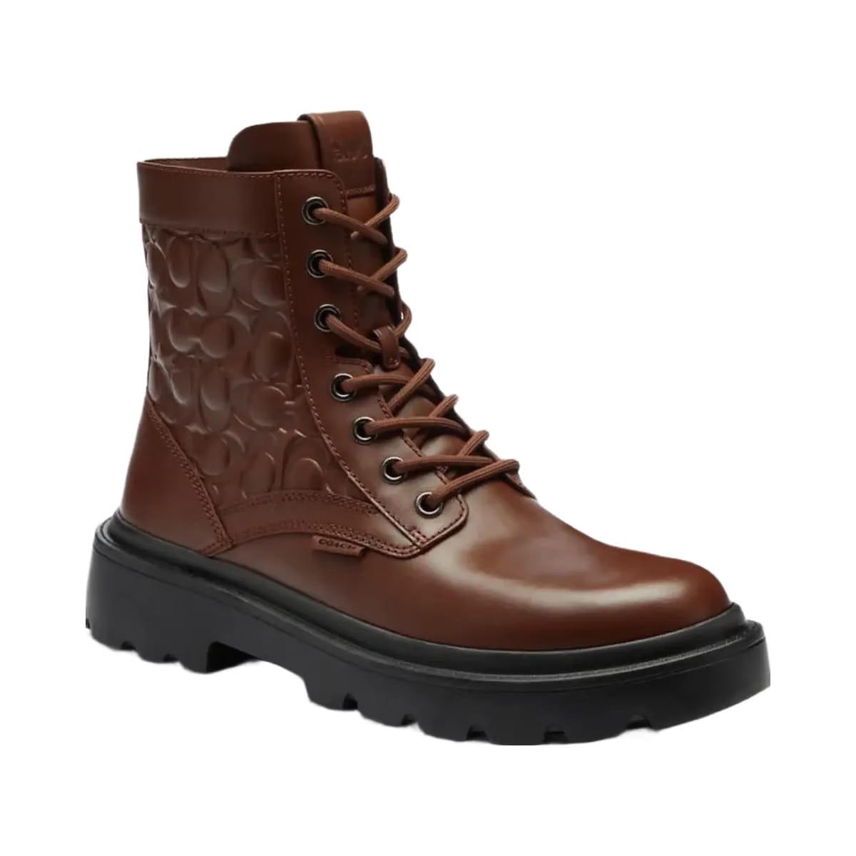 Coach Men's Combat Boot In Signature Leather Vintage Brown