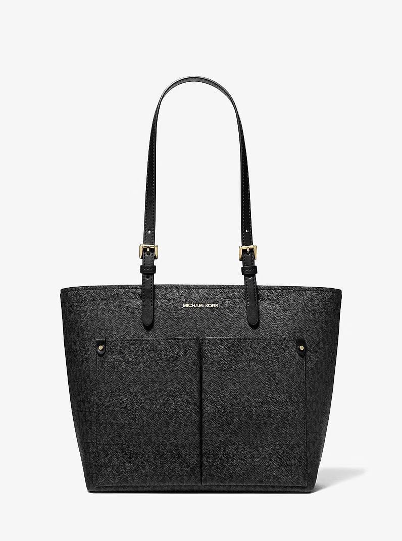 Michael Kors Jet Set Medium Logo Pocket Tote Bag Black