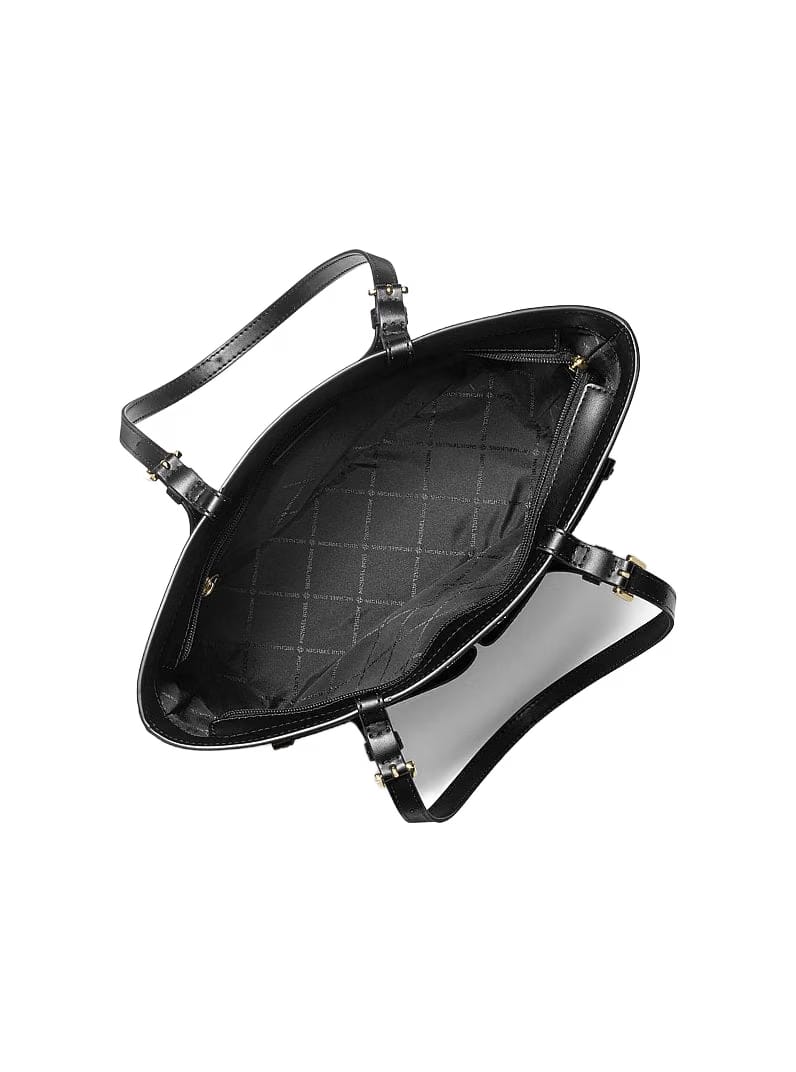 Michael Kors Jet Set Medium Logo Pocket Tote Bag Black