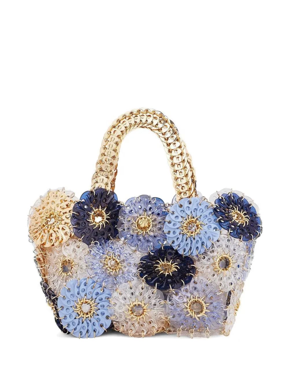 flower-embellished chain-strap tote bag