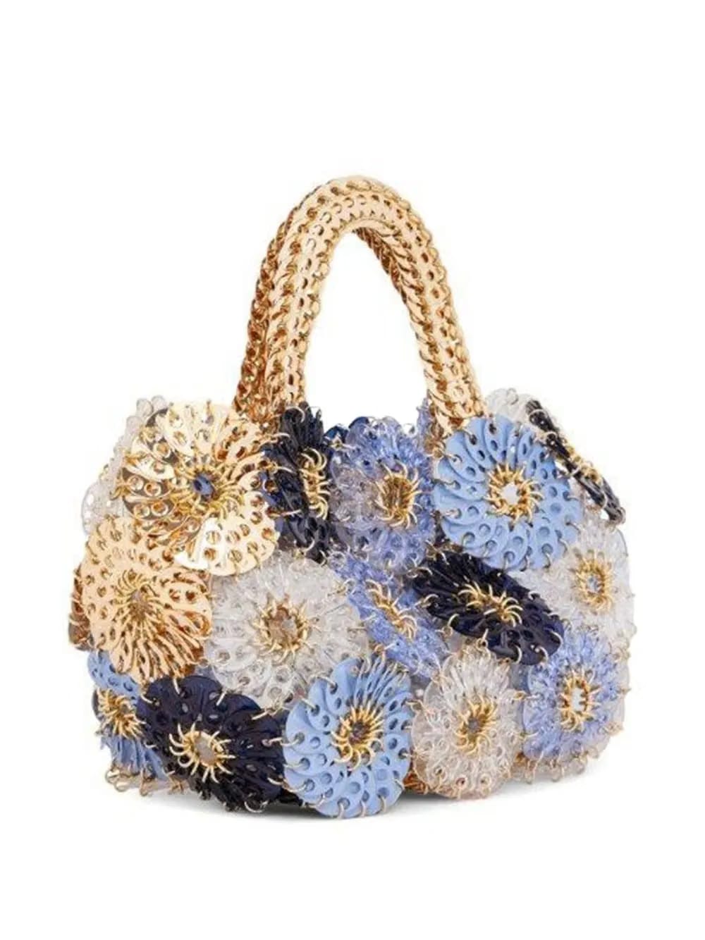 flower-embellished chain-strap tote bag