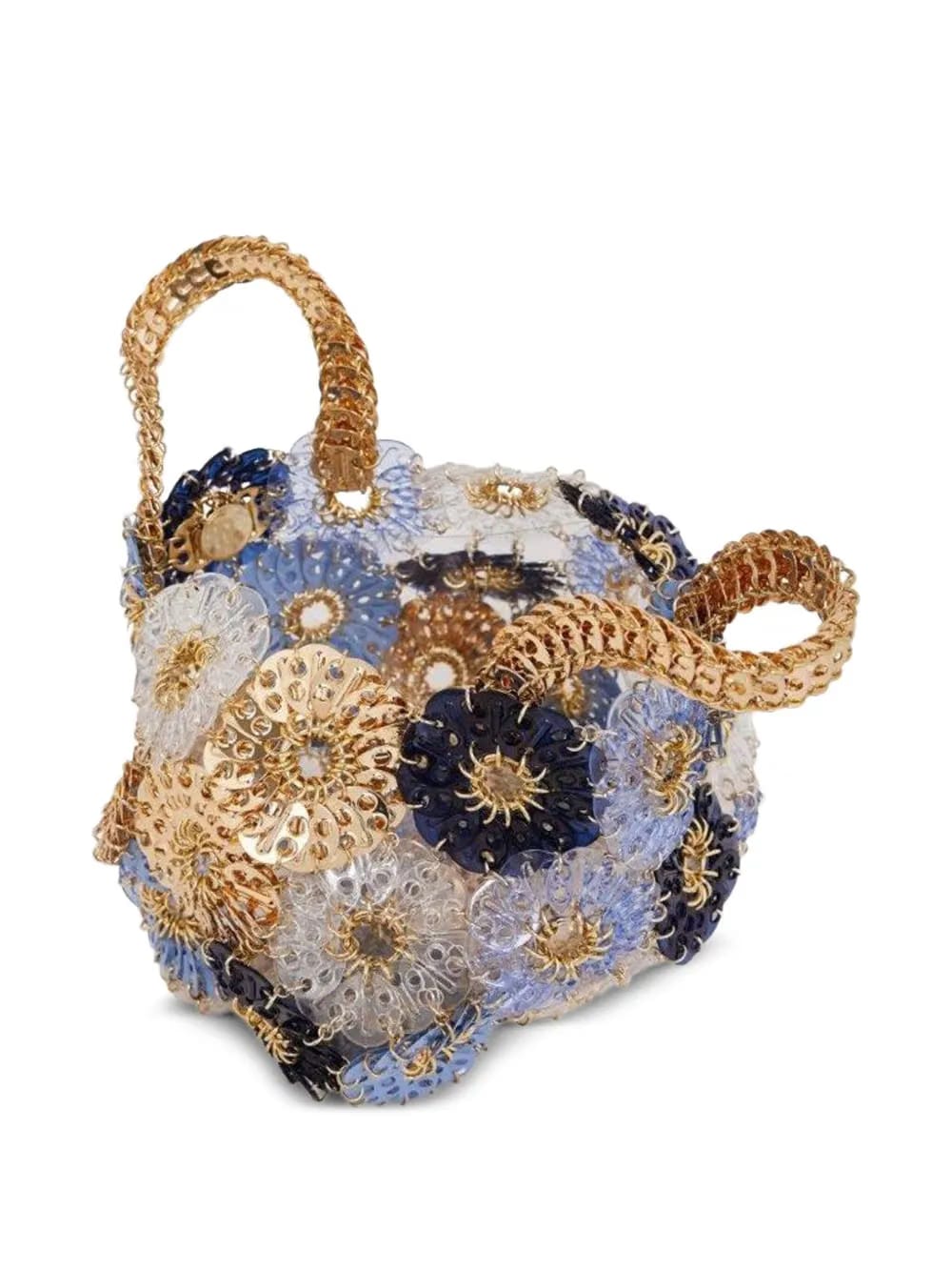 flower-embellished chain-strap tote bag
