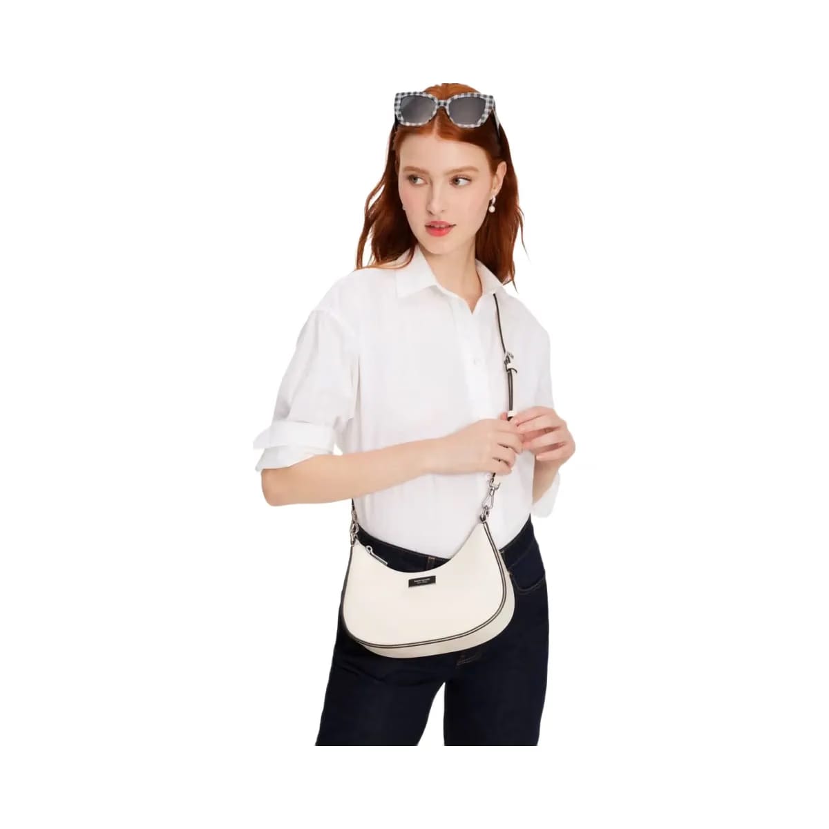 Kate Spade Sam Icon Shiny Small Convertible Crossbody Parchment