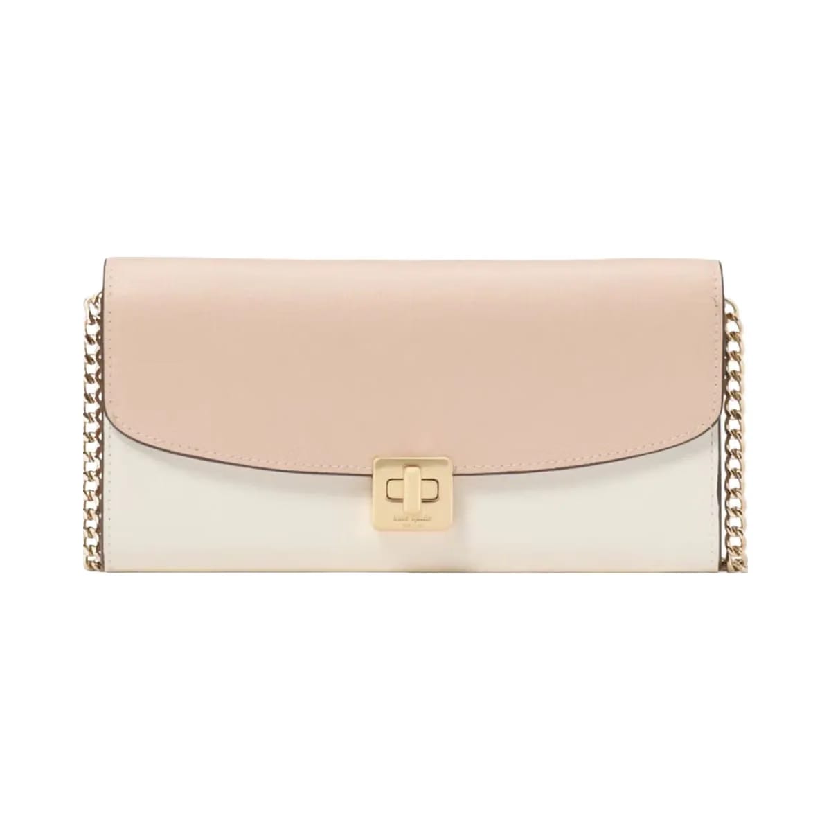 Kate Spade Phoebe Turnlock Wallet on chain Toasted Hazelnut Multi
