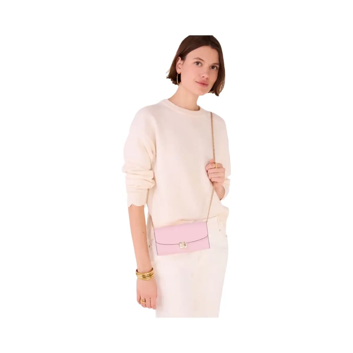 Kate Spade Phoebe Turnlock Wallet on chain Pink Horizon