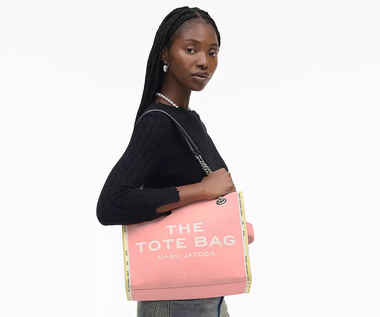 Marc Jacobs The Denim Chain Medium Tote Bag 'Ribbon Pink'