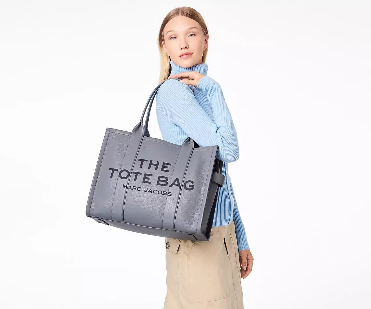 Marc Jacobs The Leather Large Tote Bag 'Wolf Grey'