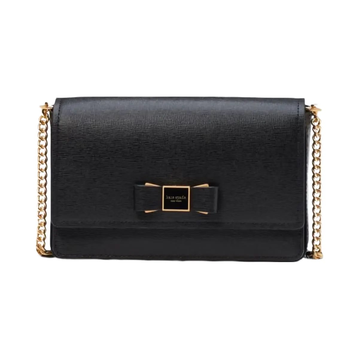 Kate Spade Morgan Bow Embellished Flap Chain Wallet Black