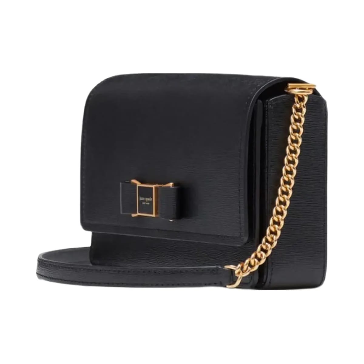 Kate Spade Morgan Bow Embellished Flap Chain Wallet Black