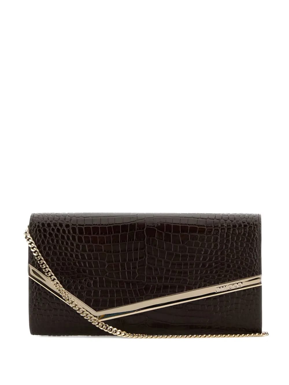 Emmie crocodile-effect chain clutch bag