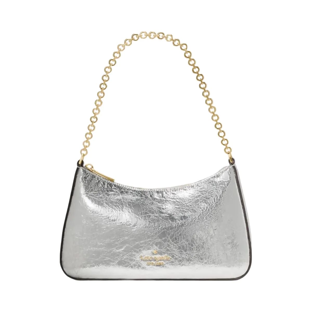 Kate Spade Margot Crinkle Metallic Convertible Crossbody Silver