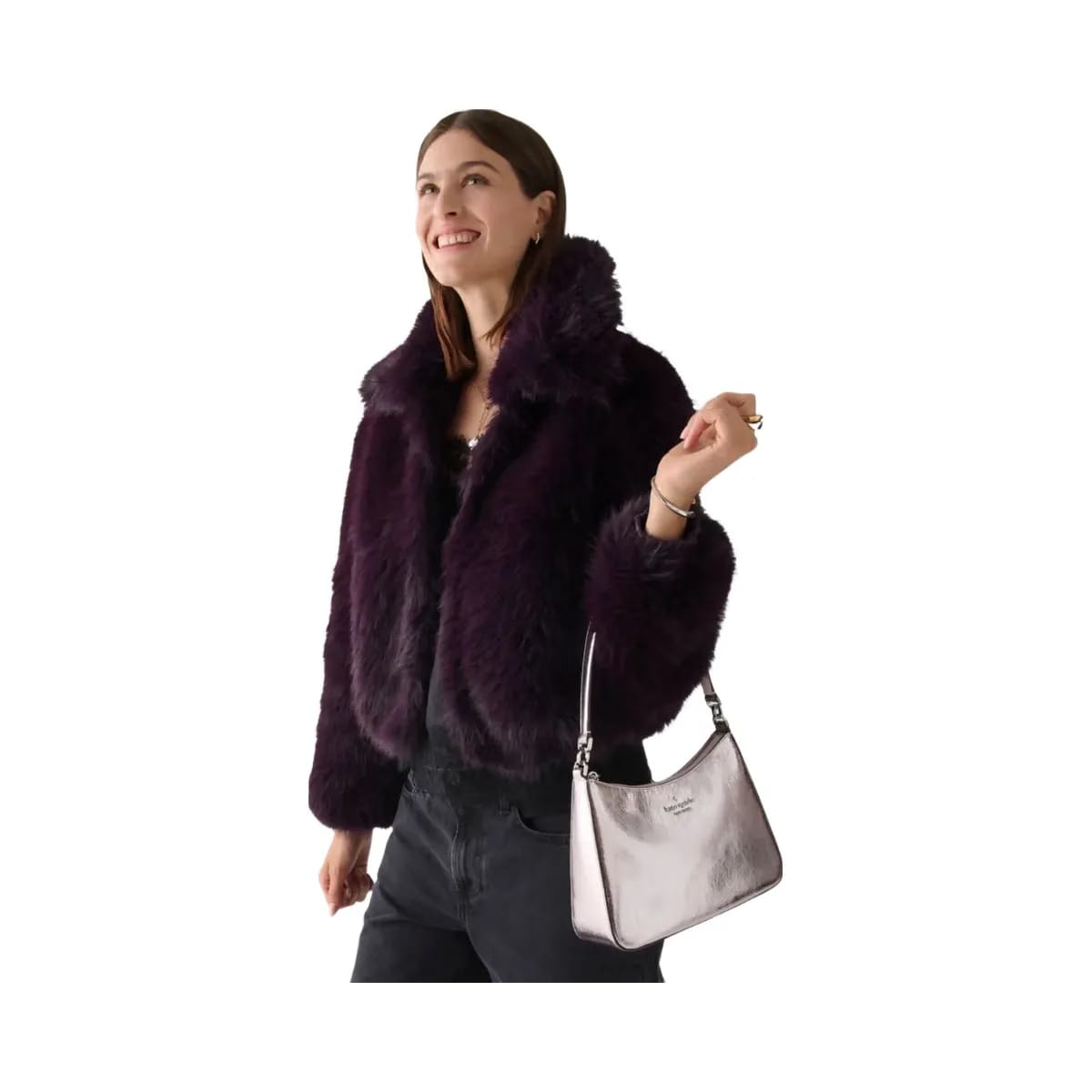Kate Spade Margot Crinkle Metallic Convertible Shoulder Bag Lilac Moonlight