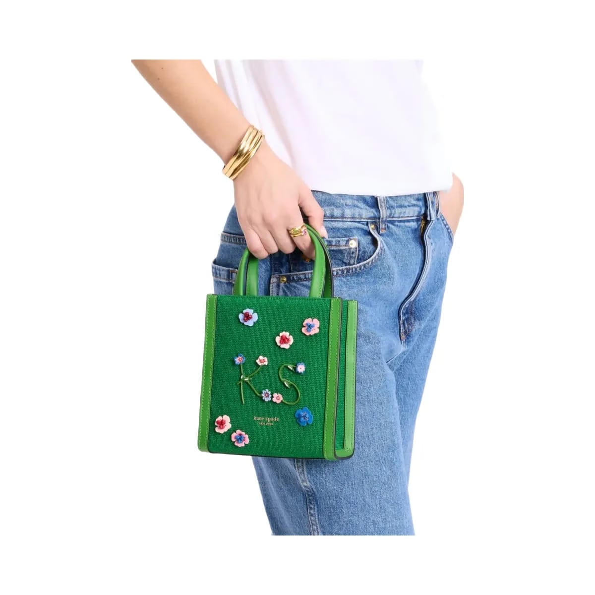 Kate Spade Manhattan Floral Appliqué Chenille Mini Tote Watercress Multi