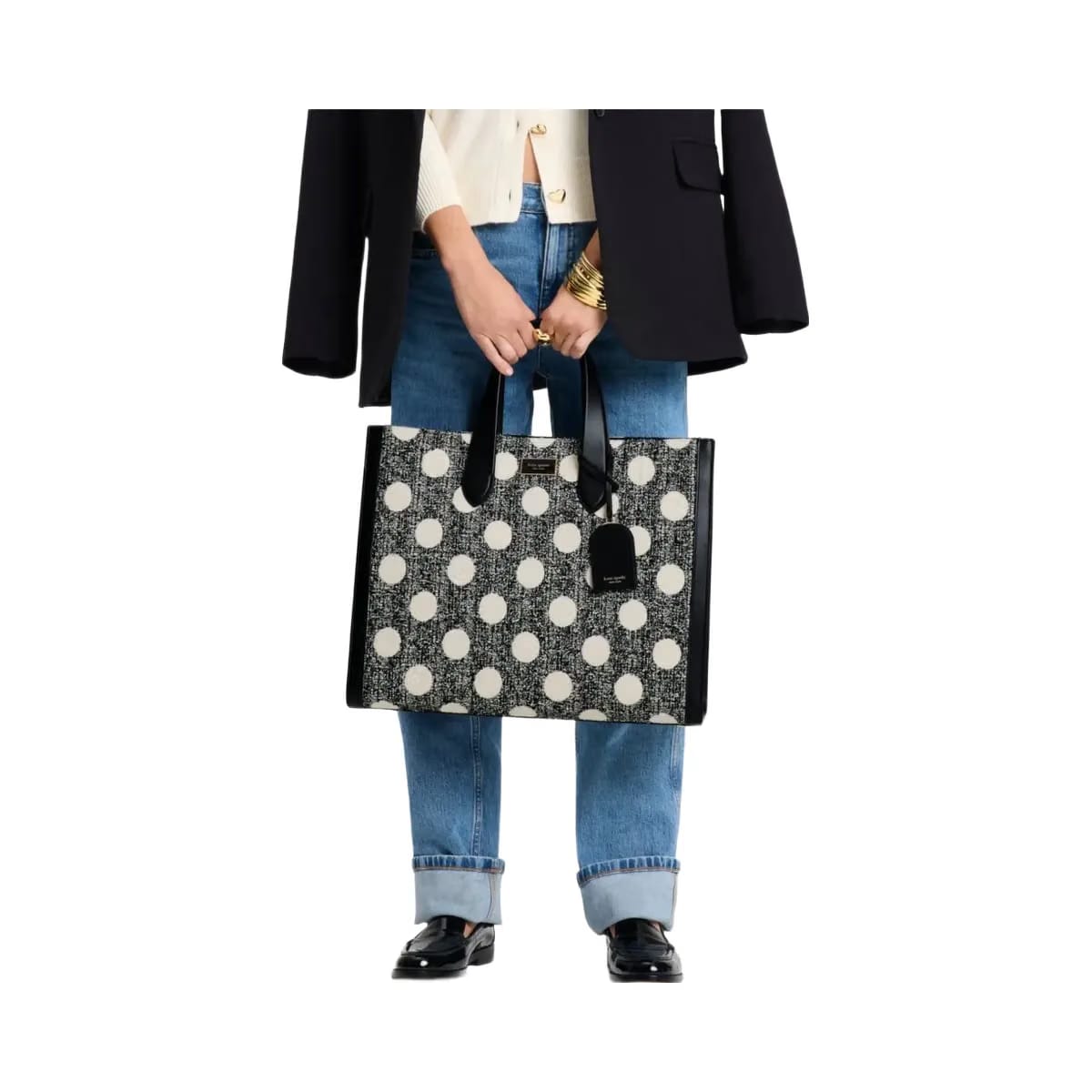 Kate Spade Manhattan Dot Tweed Large Tote Black Multi