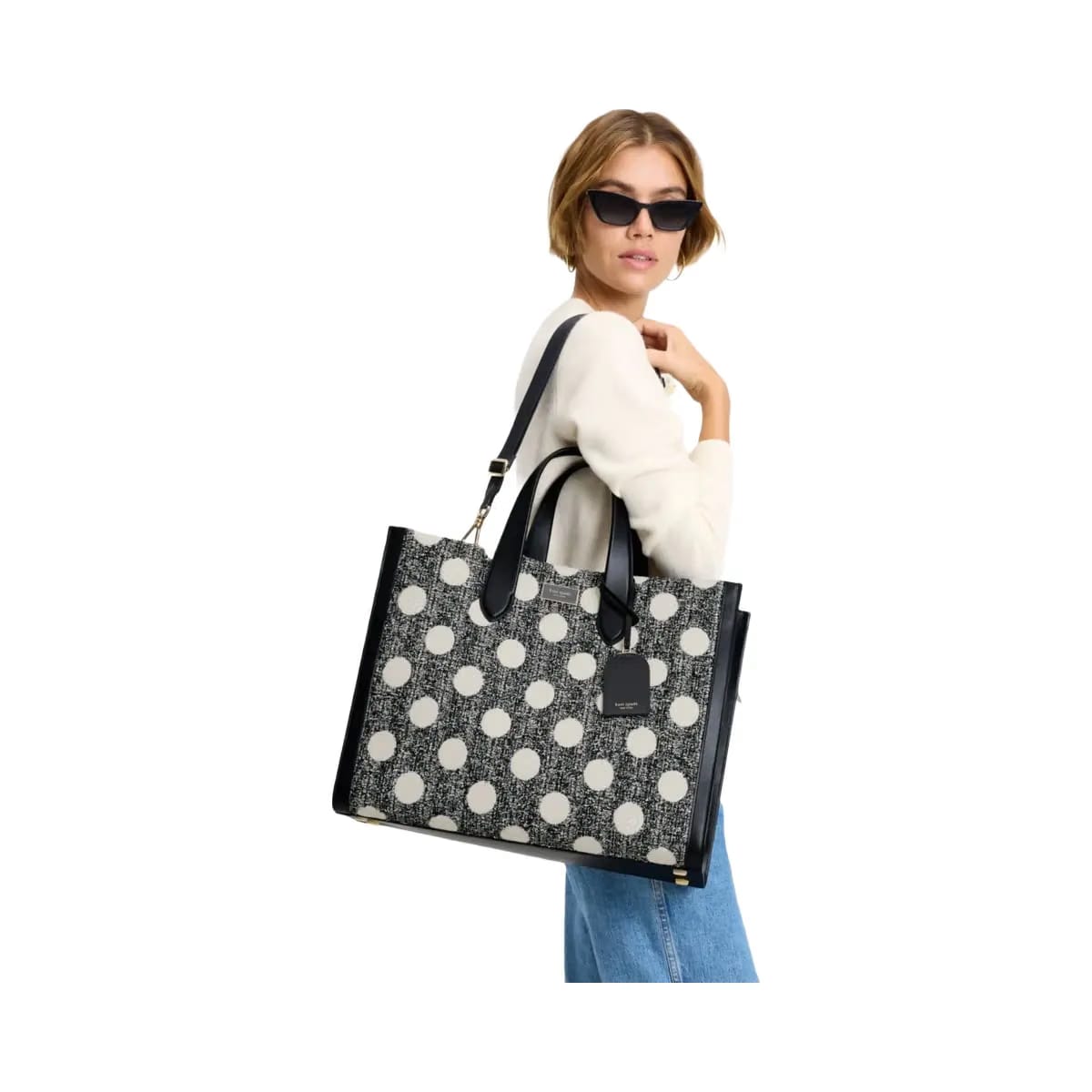 Kate Spade Manhattan Dot Tweed Large Tote Black Multi