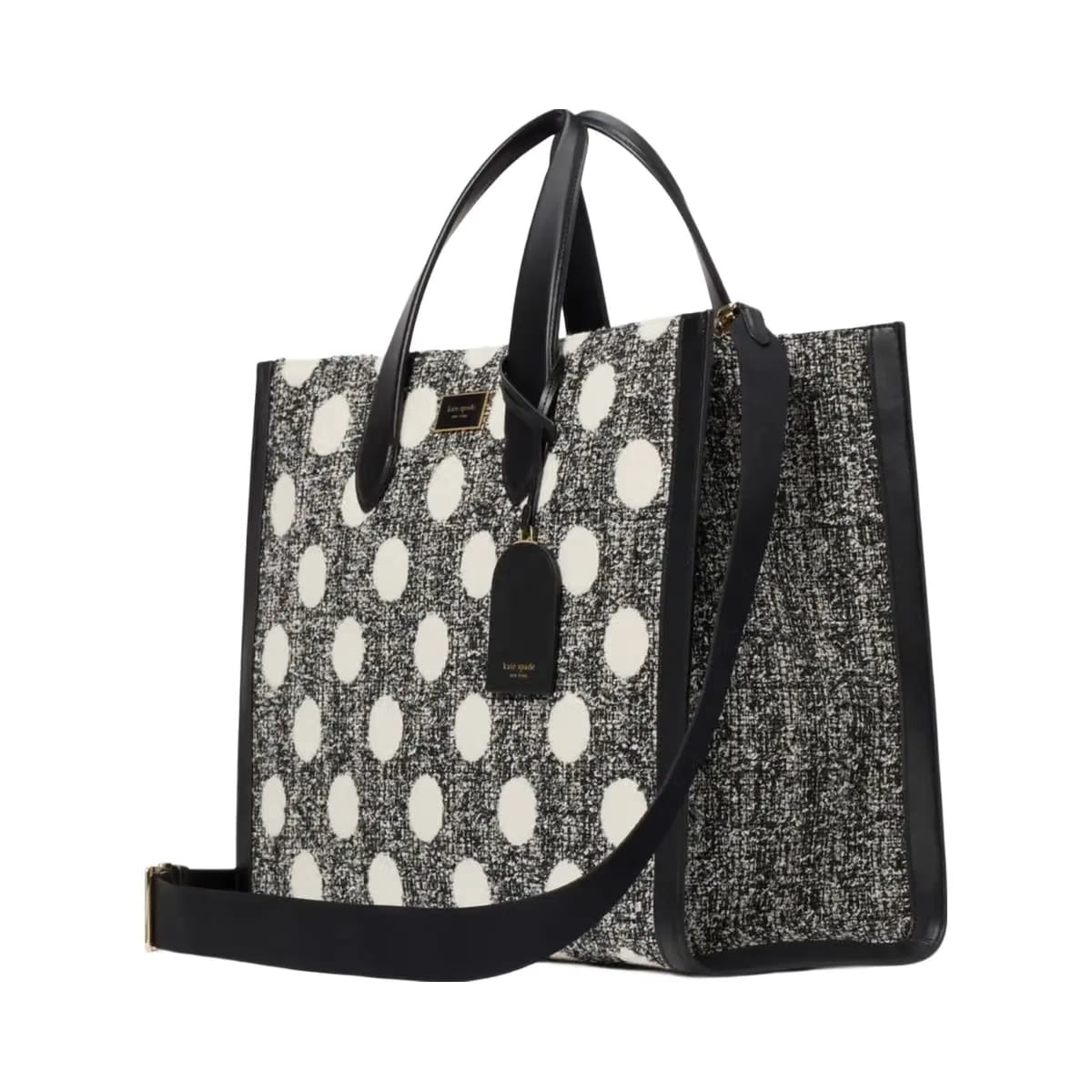 Kate Spade Manhattan Dot Tweed Large Tote Black Multi