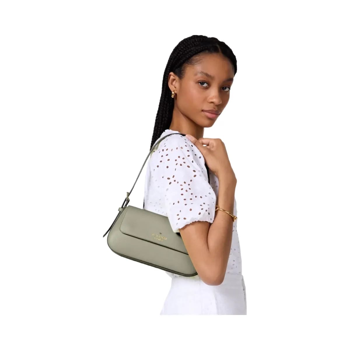 Kate Spade Madison Saffiano Leather Small Flap Shoulder Bag Dusky Pine