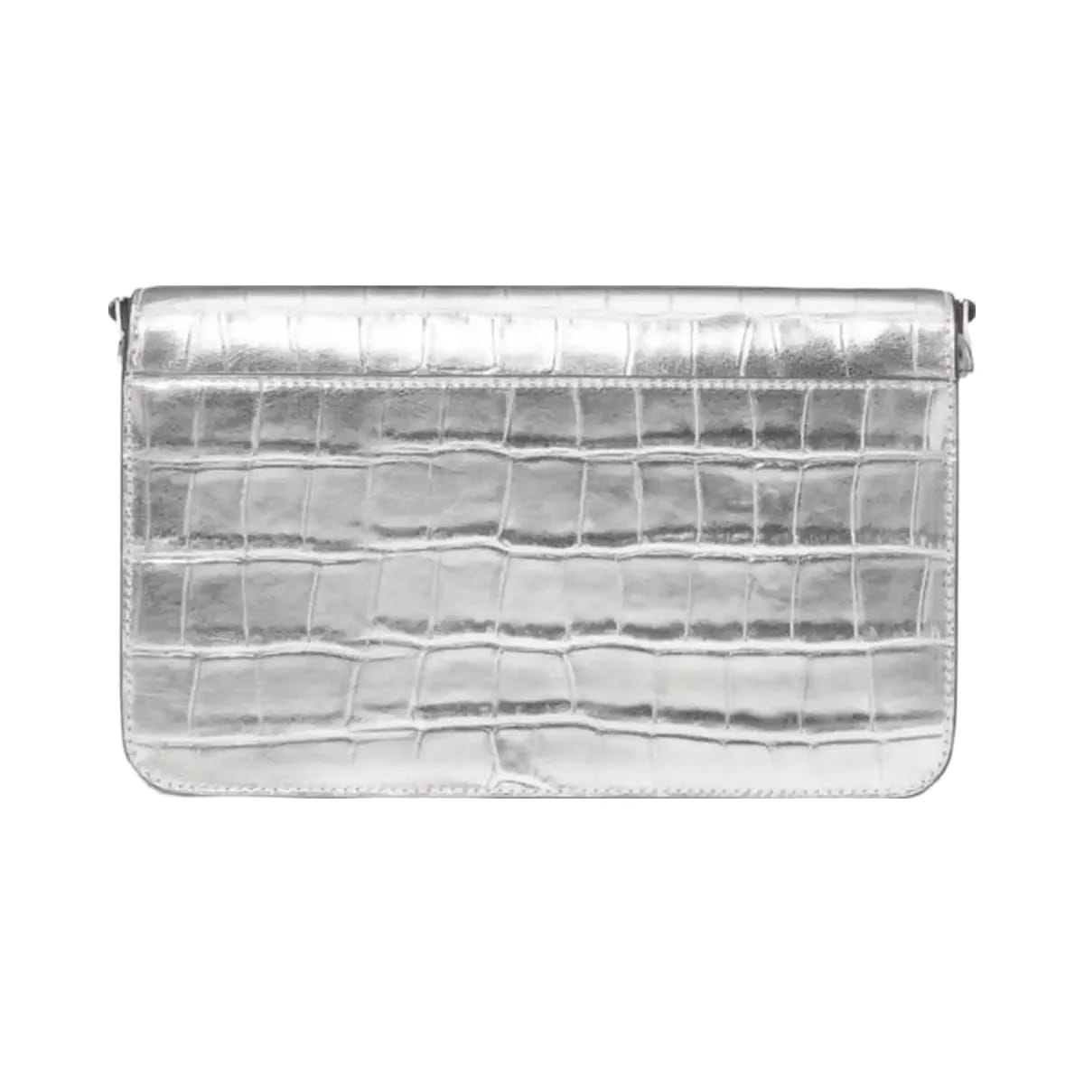 Kate Spade Madison Croc Embossed Willow Mini Flap Crossbody Silver