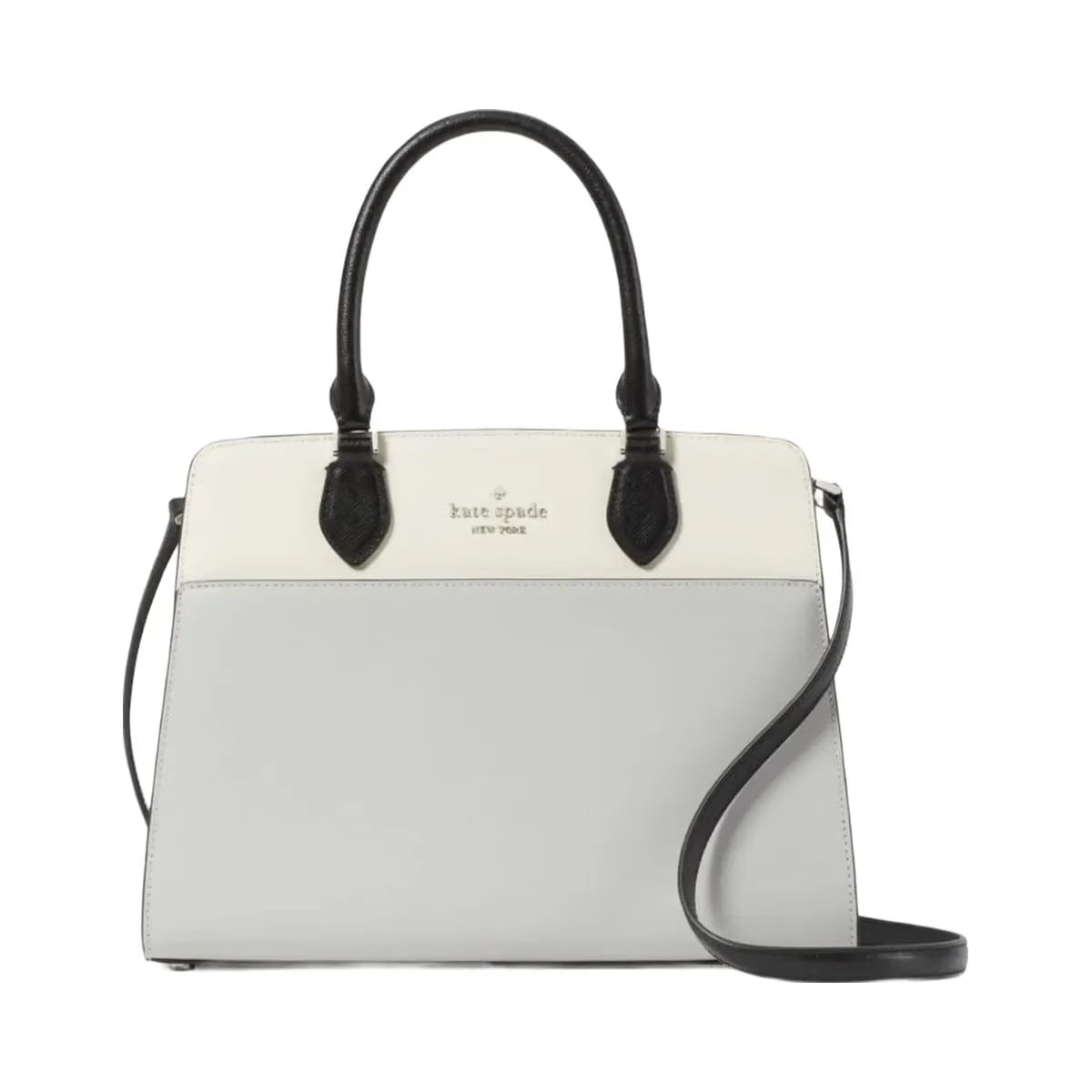 Kate Spade Madison Colorblock Saffiano Leather Medium Satchel Platinum Grey Multi