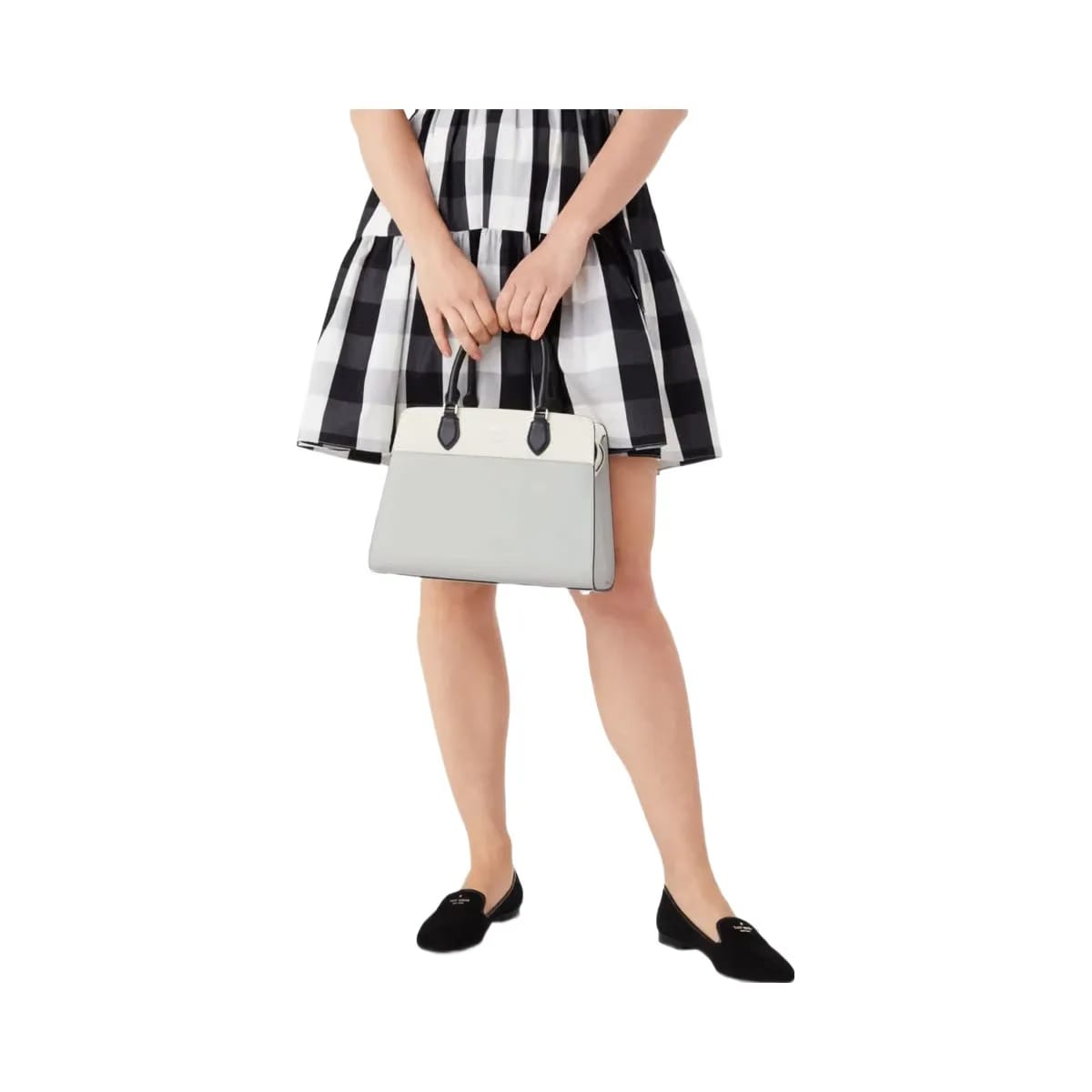 Kate Spade Madison Colorblock Saffiano Leather Medium Satchel Platinum Grey Multi