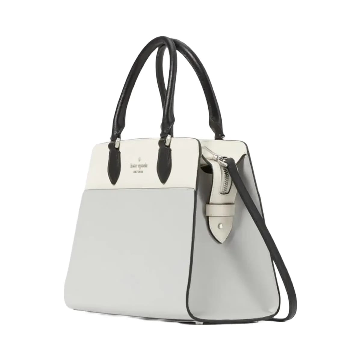 Kate Spade Madison Colorblock Saffiano Leather Medium Satchel Platinum Grey Multi