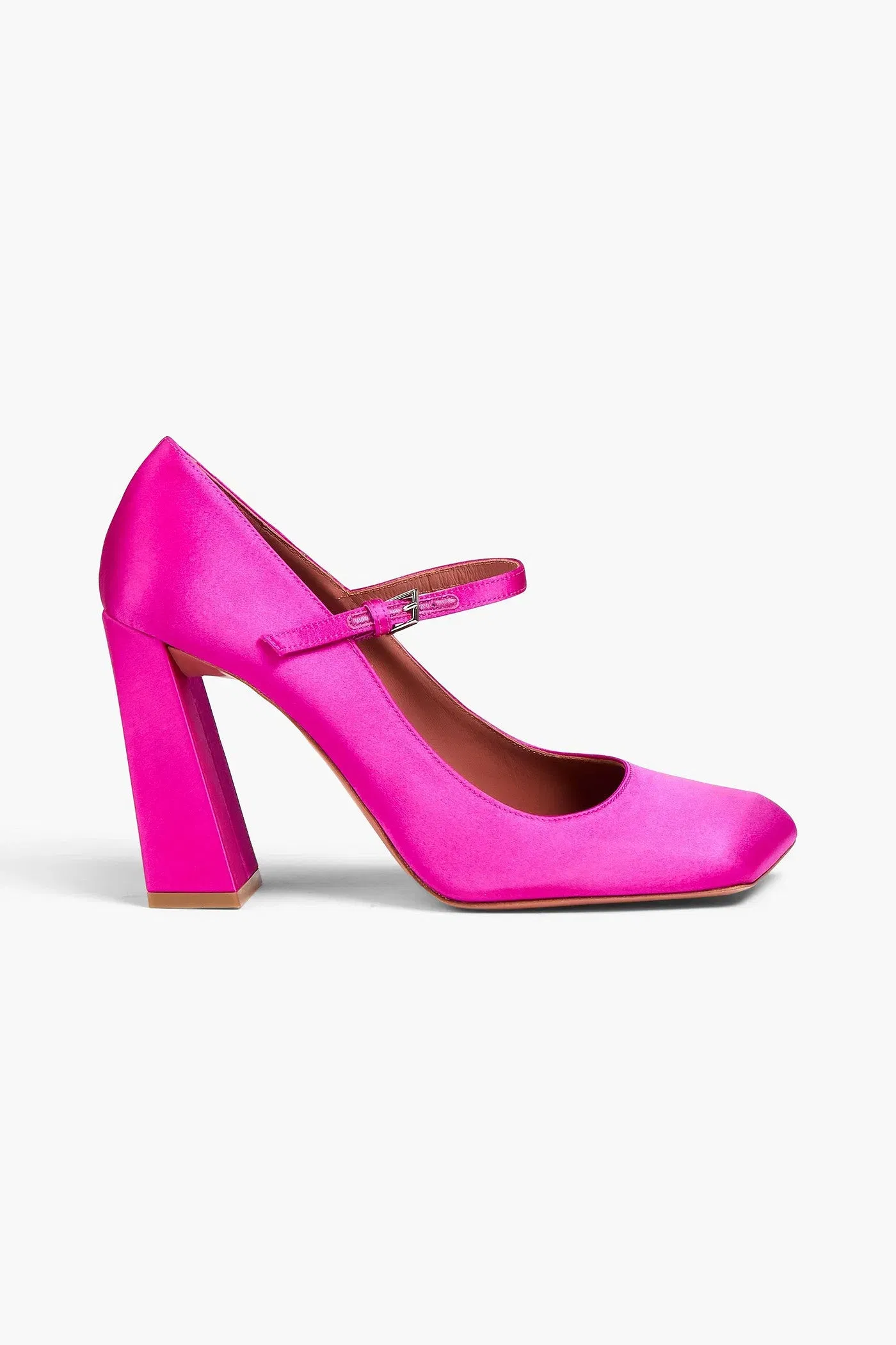 Amina Muaddi Charlotte Satin Mary Jane Pumps Bright Pink Women's
