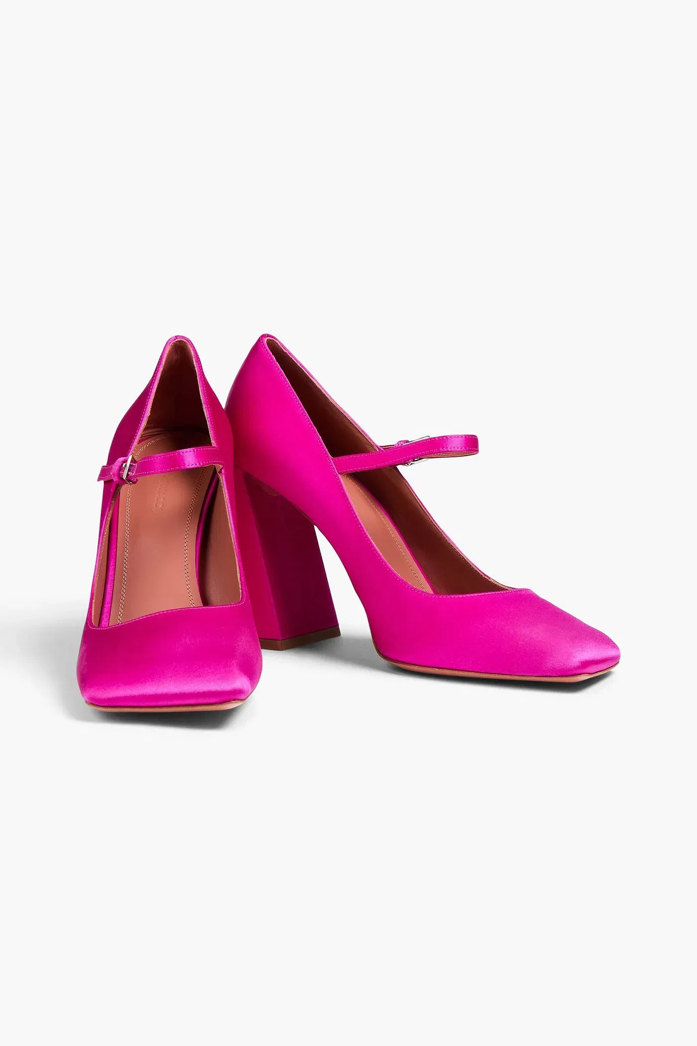 Amina Muaddi Charlotte Satin Mary Jane Pumps Bright Pink Women's