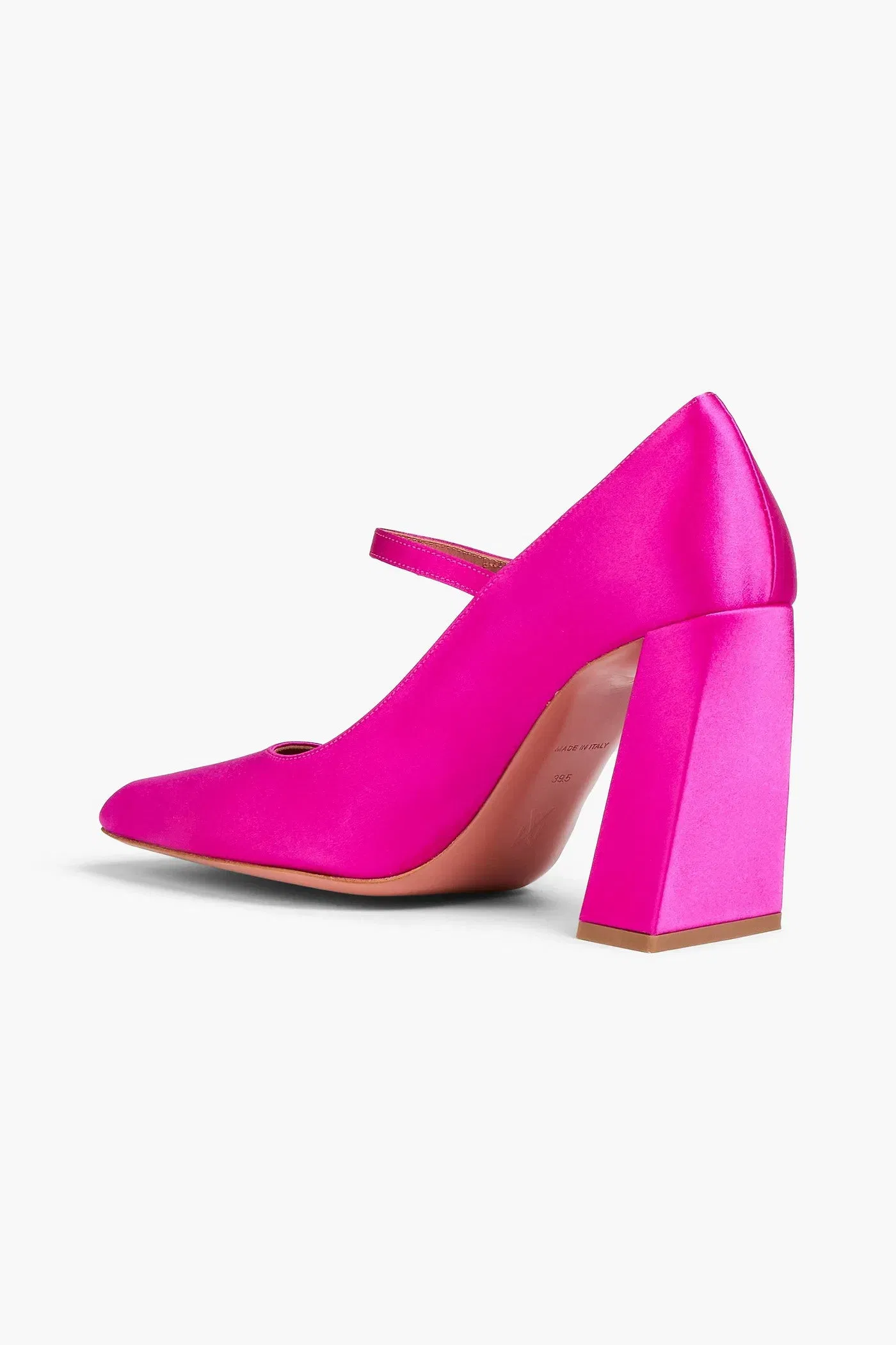 Amina Muaddi Charlotte Satin Mary Jane Pumps Bright Pink Women's