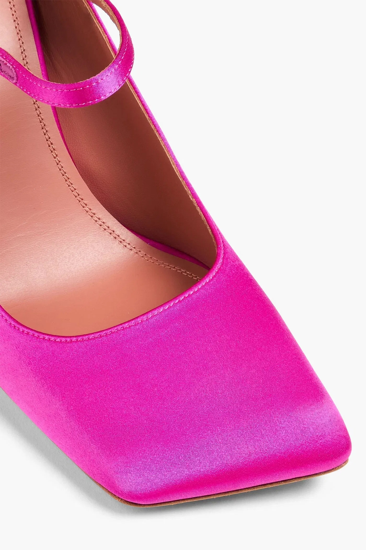 Amina Muaddi Charlotte Satin Mary Jane Pumps Bright Pink Women's