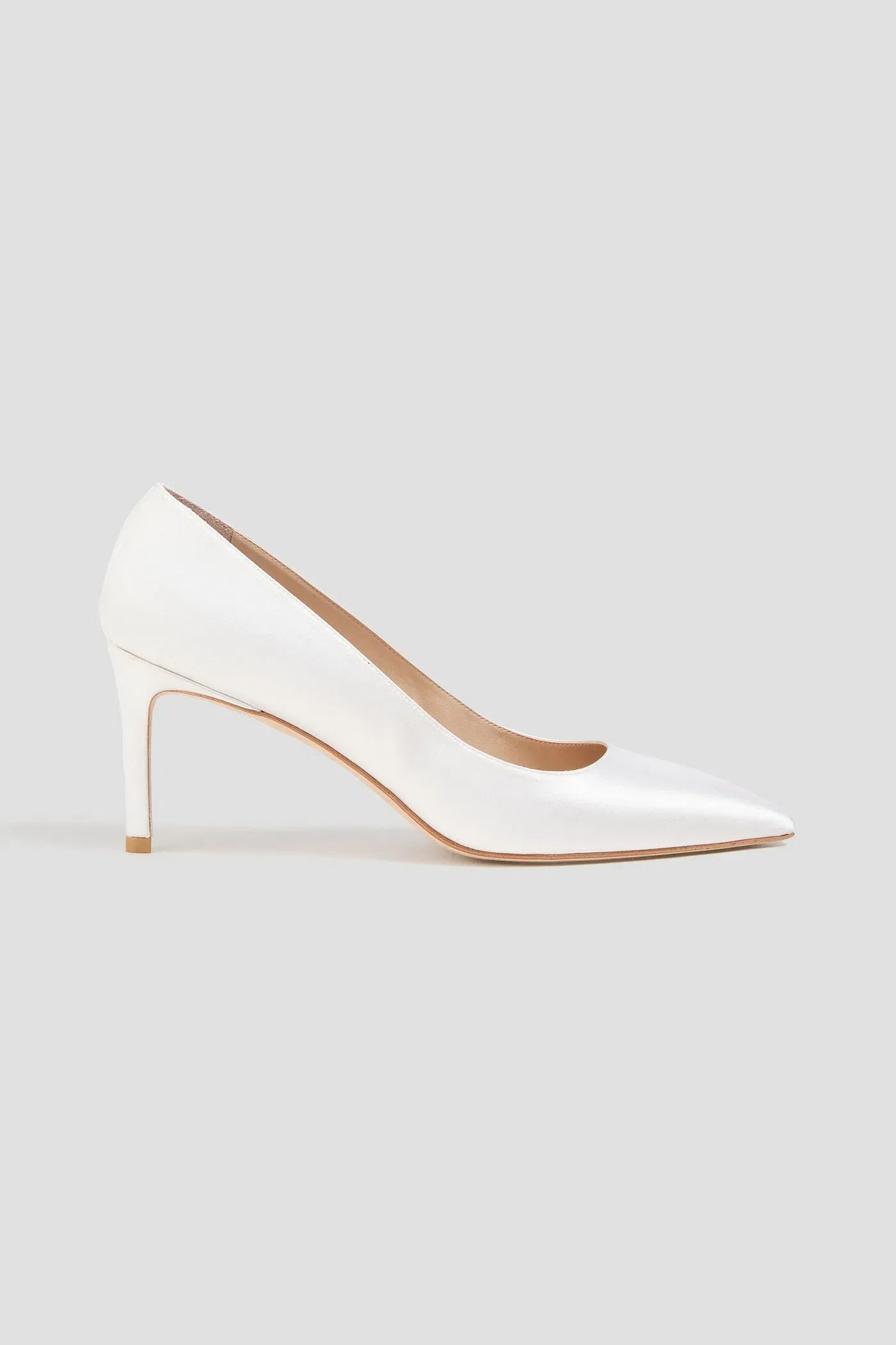 Stuart Weitzman Leigh 75 Satin Pumps Off-White Women's