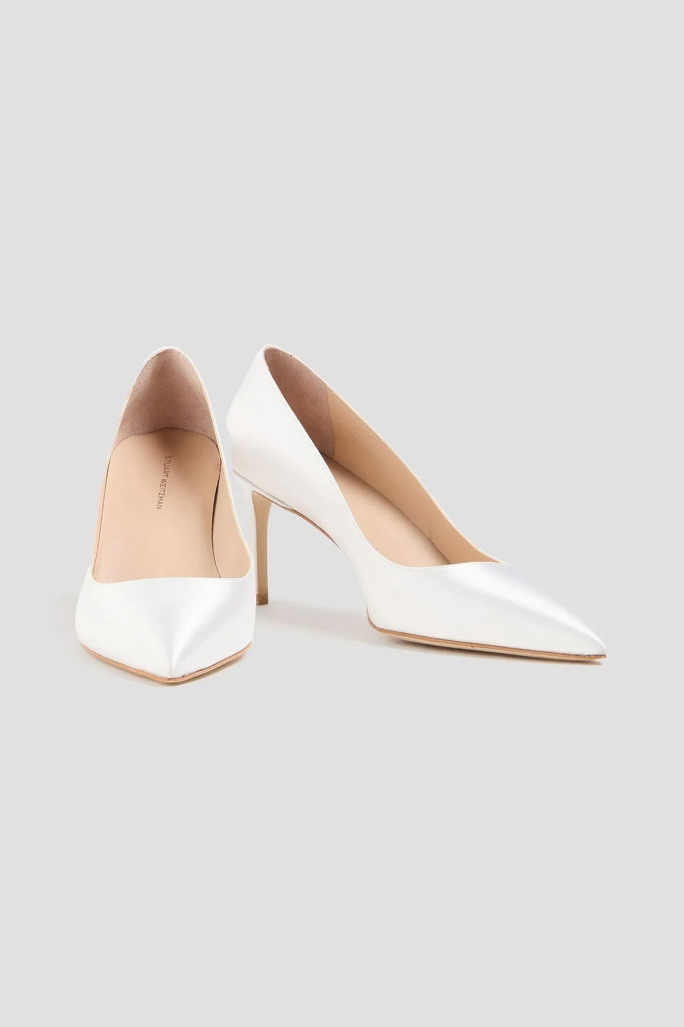 Stuart Weitzman Leigh 75 Satin Pumps Off-White Women's