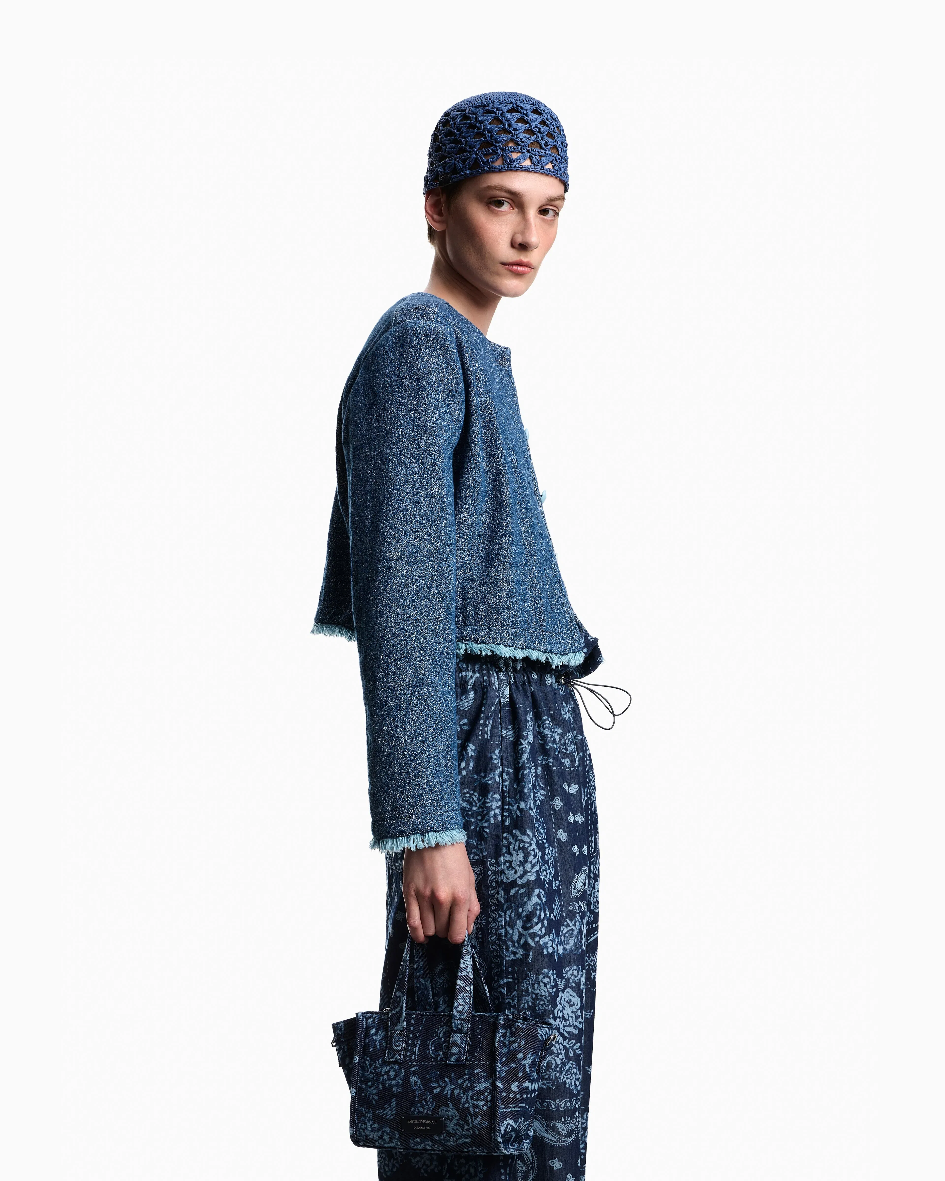 Emporio Armani Speckled denim cropped jacket
