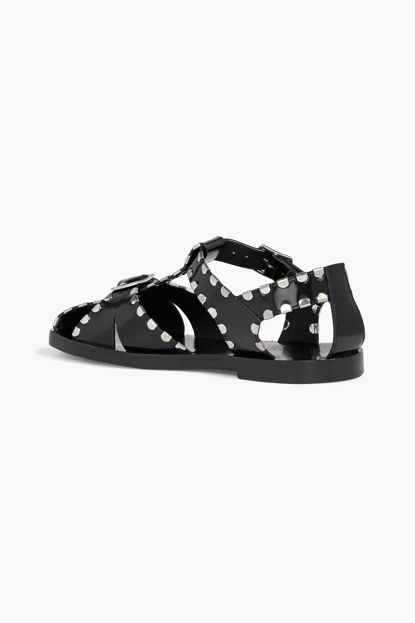 Bally Pasely Studded Glossed-Leather Sandals Black Women's