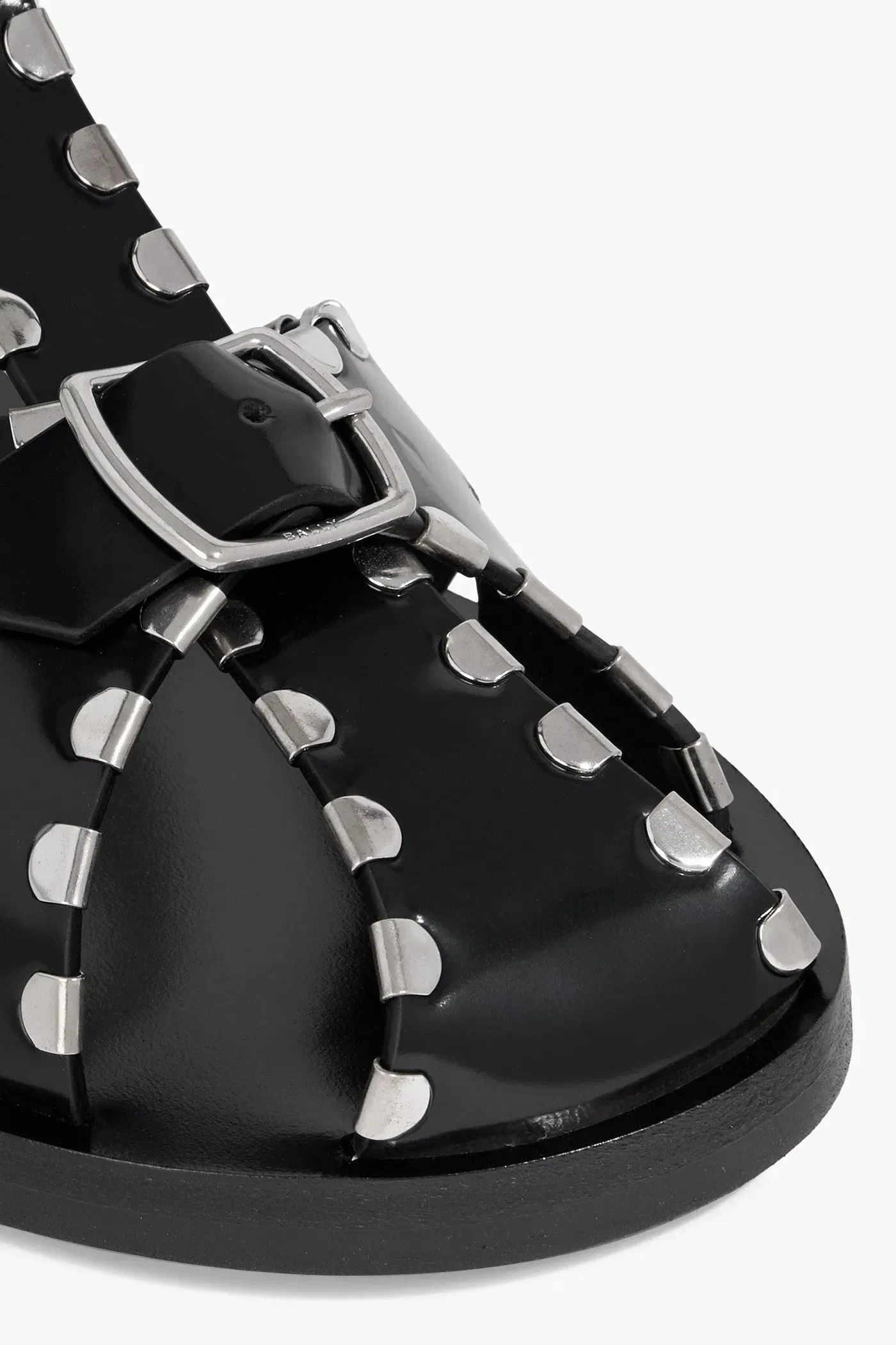 Bally Pasely Studded Glossed-Leather Sandals Black Women's
