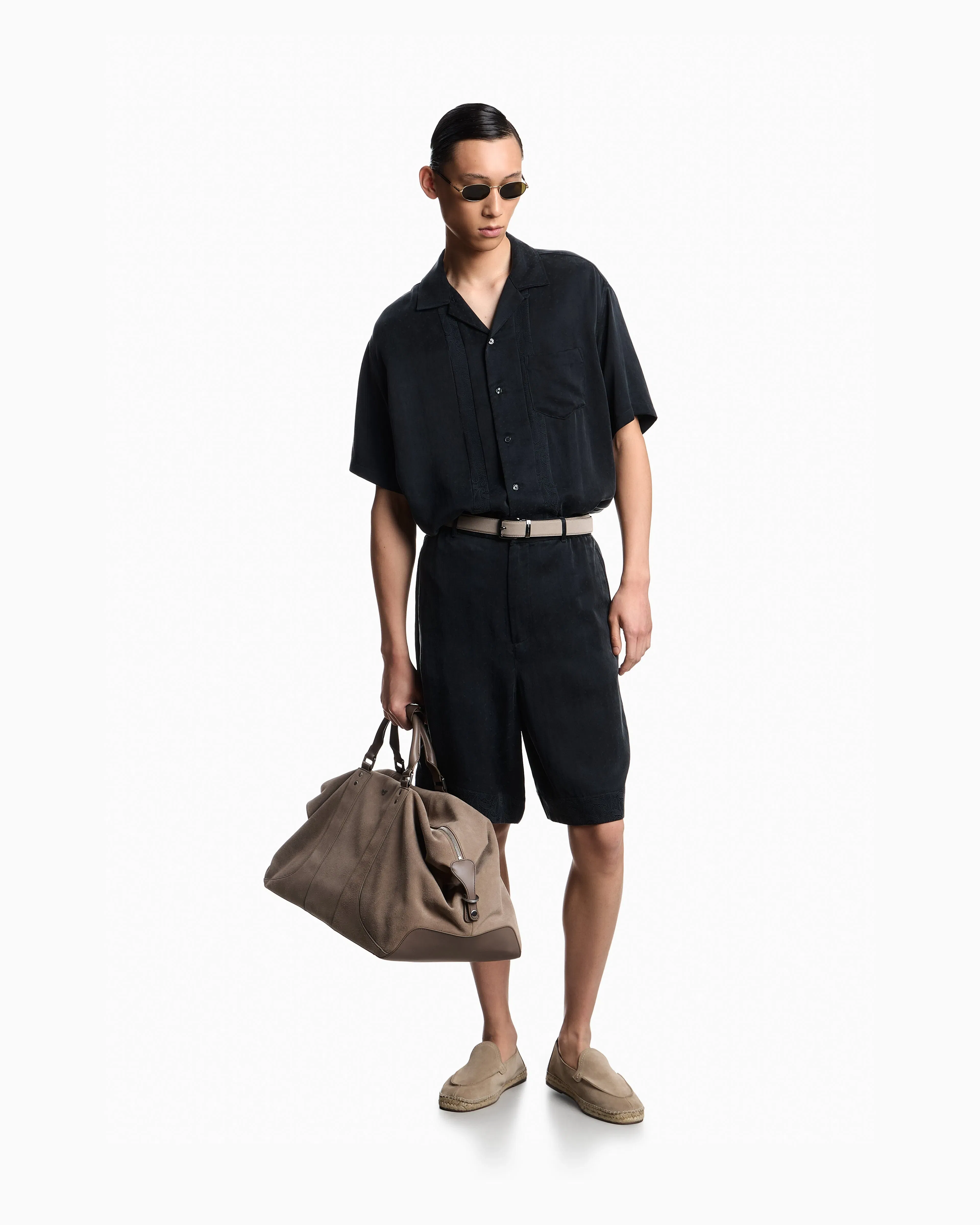 Emporio Armani Bermuda shorts in cupro blend jacquard with paisley pattern