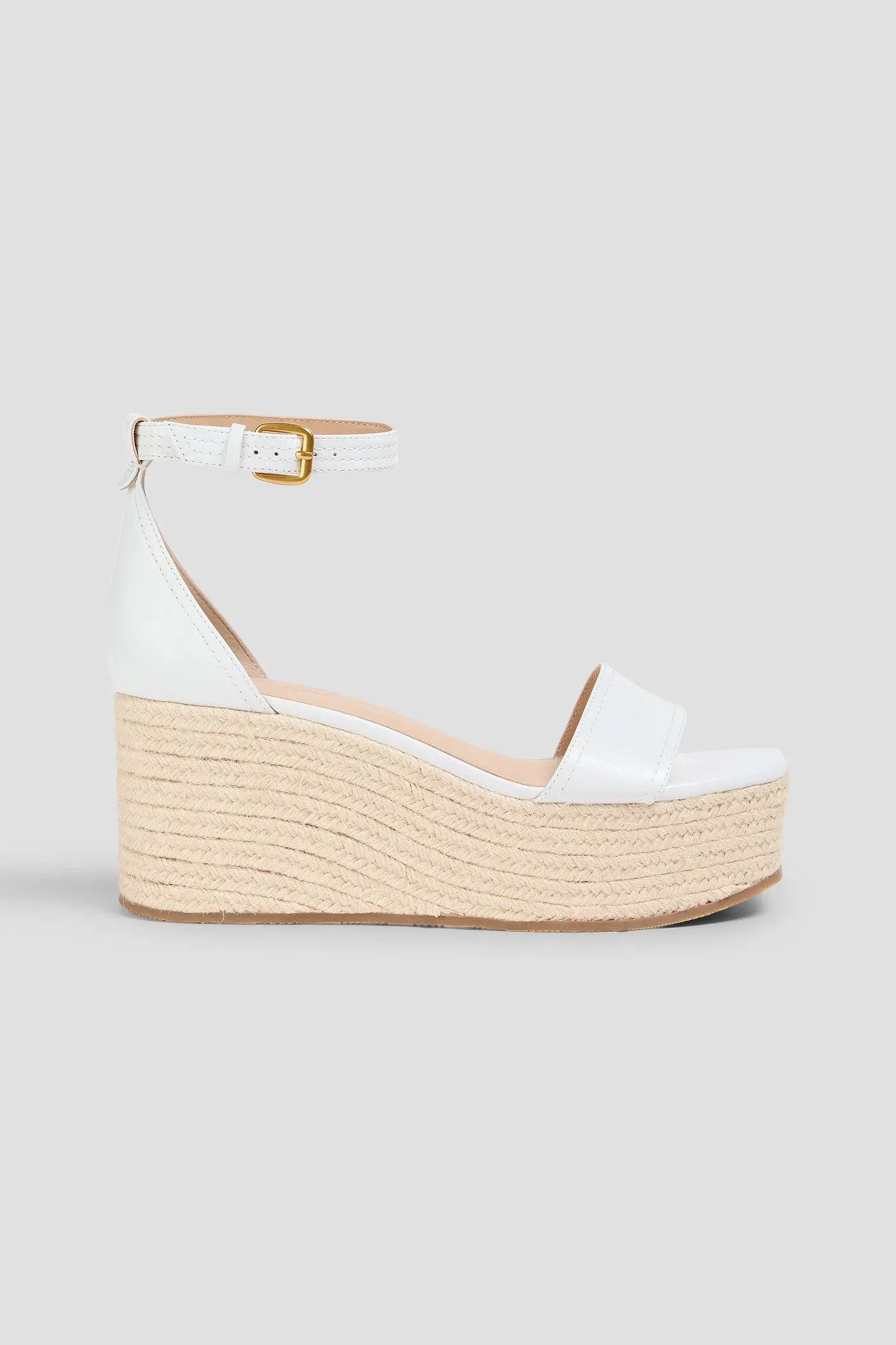 Veronica Beard Gianna Leather Espadrille Wedge Sandals Off-White Women's
