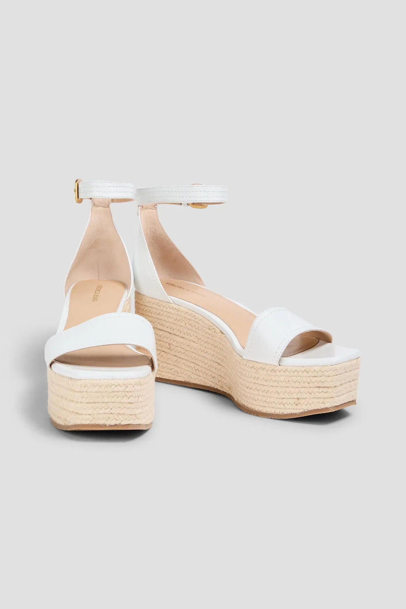Veronica Beard Gianna Leather Espadrille Wedge Sandals Off-White Women's